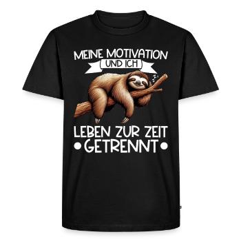 Ma motivation et moi vivons actuellement séparément - T-shirt Premium bio Homme - noir - Devant - Nico (187cm)