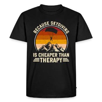 Parachute Fire Camp -Junkie -Parachutist - Men's Premium Organic T-Shirt - black - Front - Nico (187cm)