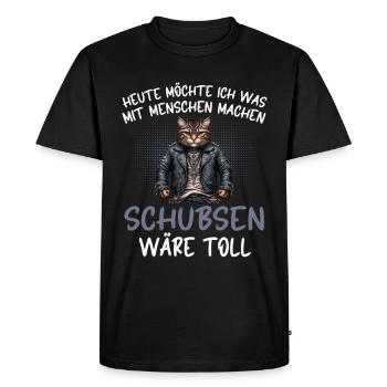 Today I want to push people cat - Men's Premium Organic T-Shirt - black - Front - Nico (187cm)