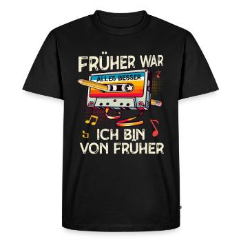 Cassettes Lecteur Mixtape Musique des années 80 Vintage Rétro - T-shirt Premium bio Homme - noir - Devant - Nico (187cm)