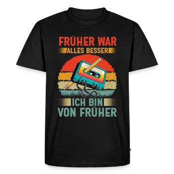 Cassettes Lecteur Mixtape Musique des années 80 Vintage Rétro - T-shirt Premium bio Homme - noir - Devant - Nico (187cm)