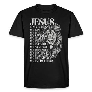 Lion of Judah - Faith in Christian Christian - Men's Premium Organic T-Shirt - black - Front - Nico (187cm)