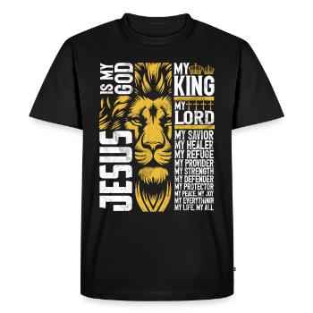 Lion of Judah - Faith in Christian Christian - Men's Premium Organic T-Shirt - black - Front - Nico (187cm)