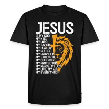 Lion of Judah - Faith in Christian Christian - Men's Premium Organic T-Shirt - black - Front - Nico (187cm)