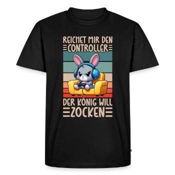 Il me tend la manette que le roi veut jouer - T-shirt Premium bio Homme - noir - Devant - Nico (187cm)