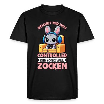 Il me tend la manette que le roi veut jouer - T-shirt Premium bio Homme - noir - Devant - Nico (187cm)