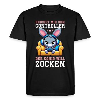 Il me tend la manette que le roi veut jouer - T-shirt Premium bio Homme - noir - Devant - Nico (187cm)