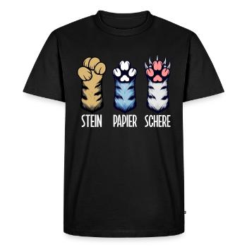 Chat Pierre Papier Ciseaux Patte Jeu Drôle - T-shirt Premium bio Homme - noir - Devant - Nico (187cm)
