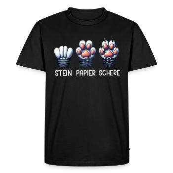 Chat Pierre Papier Ciseaux Patte Jeu Drôle - T-shirt Premium bio Homme - noir - Devant - Nico (187cm)