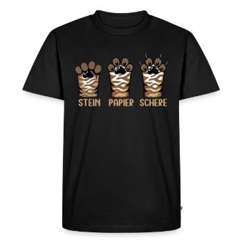 Chat Pierre Papier Ciseaux Patte Jeu Drôle - T-shirt Premium bio Homme - noir - Devant - Nico (187cm)