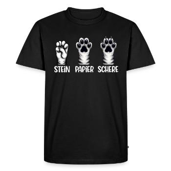 Chat Pierre Papier Ciseaux Patte Jeu Drôle - T-shirt Premium bio Homme - noir - Devant - Nico (187cm)