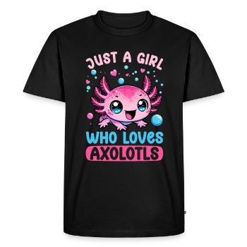 Axolotl Mignon Amphibien Amoureux des animaux Otaku - T-shirt Premium bio Homme - noir - Devant - Nico (187cm)