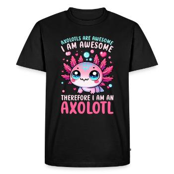 Axolotl Mignon Amphibien Amoureux des animaux Otaku - T-shirt Premium bio Homme - noir - Devant - Nico (187cm)
