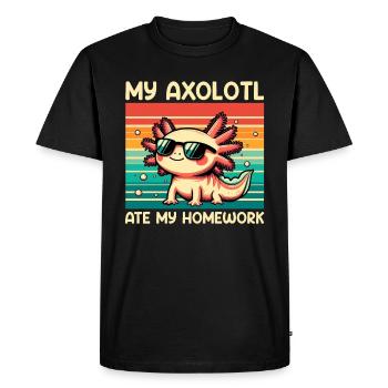 Axolotl Mignon Amphibien Amoureux des animaux Otaku - T-shirt Premium bio Homme - noir - Devant - Nico (187cm)