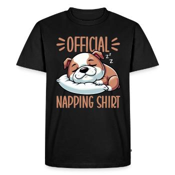 Official Sleeping House Bulldog Lover Lazy - Men's Premium Organic T-Shirt - black - Front - Nico (187cm)