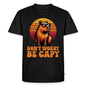 Don't worry, be capy cute capybara - Men's Premium Organic T-Shirt - black - Front - Nico (187cm)