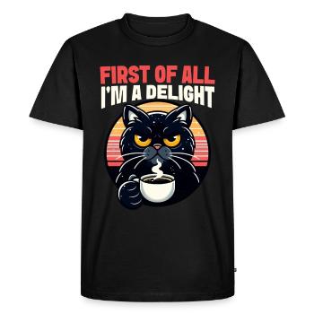 At first I'm a delight a disgruntled cat - Men's Premium Organic T-Shirt - black - Front - Nico (187cm)