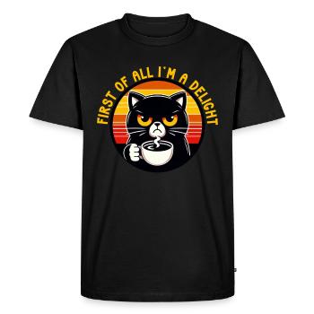 At first I'm a delight a disgruntled cat - Men's Premium Organic T-Shirt - black - Front - Nico (187cm)