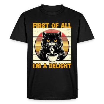 At first I'm a delight a disgruntled cat - Men's Premium Organic T-Shirt - black - Front - Nico (187cm)