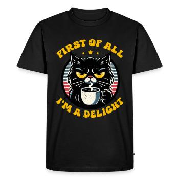 At first I'm a delight a disgruntled cat - Men's Premium Organic T-Shirt - black - Front - Nico (187cm)