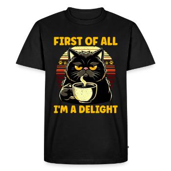 At first I'm a delight a disgruntled cat - Men's Premium Organic T-Shirt - black - Front - Nico (187cm)