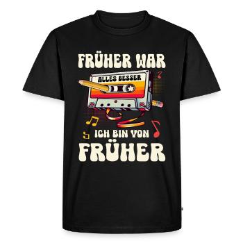 Cassettes Lecteur Mixtape Musique des années 80 Vintage - T-shirt Premium bio Homme - noir - Devant - Nico (187cm)