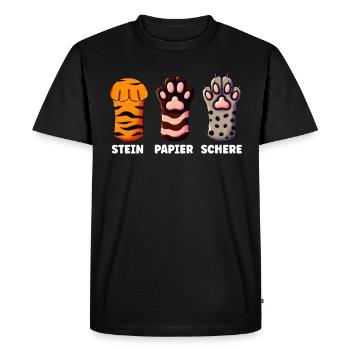 Chat Pierre Papier Ciseaux Patte Jeu Drôle - T-shirt Premium bio Homme - noir - Devant - Nico (187cm)