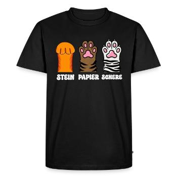 Chat Pierre Papier Ciseaux Patte Jeu Drôle - T-shirt Premium bio Homme - noir - Devant - Nico (187cm)
