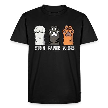 Chat Pierre Papier Ciseaux Patte Jeu Drôle - T-shirt Premium bio Homme - noir - Devant - Nico (187cm)