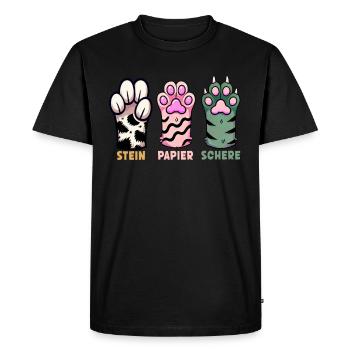 Chat Pierre Papier Ciseaux Patte Jeu Drôle - T-shirt Premium bio Homme - noir - Devant - Nico (187cm)