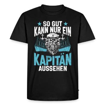 Capitaine à voile Dire bateau Voilier Capitaine - T-shirt Premium bio Homme - noir - Devant - Nico (187cm)