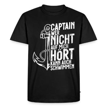Capitaine à voile Dire bateau Voilier Capitaine - T-shirt Premium bio Homme - noir - Devant - Nico (187cm)
