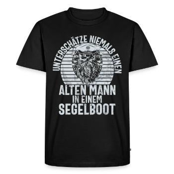 Capitaine à voile Dire bateau Voilier Capitaine - T-shirt Premium bio Homme - noir - Devant - Nico (187cm)