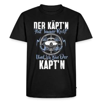 Capitaine à voile Dire bateau Voilier Capitaine - T-shirt Premium bio Homme - noir - Devant - Nico (187cm)