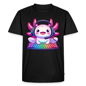 Gamesolotl Axolotl PC Gaming Gamer Video Player - Men's Premium Organic T-Shirt - black - Front - Nico (187cm)