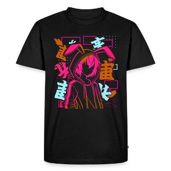 Anime Fille Japonais Coloré Cyberpunk - T-shirt Premium bio Homme - noir - Devant - Nico (187cm)