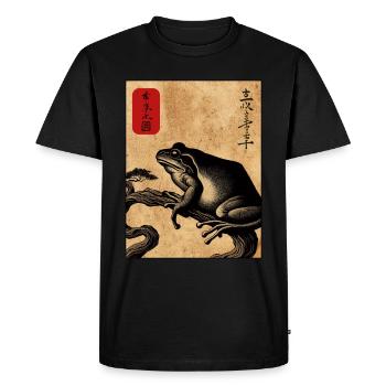 Japanese wooden block art frog lover kanji - Men's Premium Organic T-Shirt - black - Front - Nico (187cm)