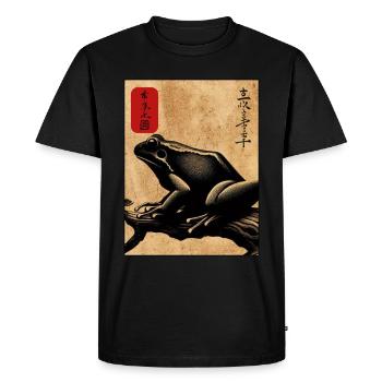 Japanese wooden block art frog lover kanji - Men's Premium Organic T-Shirt - black - Front - Nico (187cm)