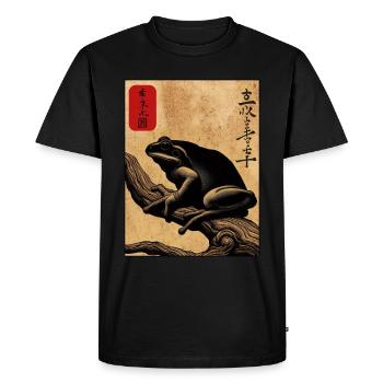 Japanese wooden block art frog lover kanji - Men's Premium Organic T-Shirt - black - Front - Nico (187cm)