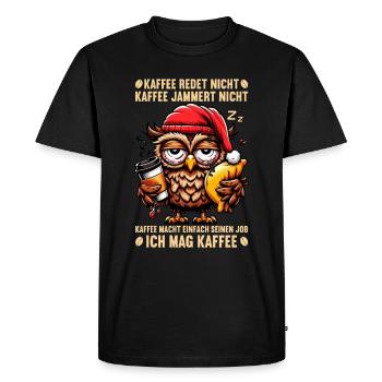 Coffee Doesn't Talk Owl Coffee Drinker Sarcasm - Men's Premium Organic T-Shirt - black - Front - Nico (187cm)