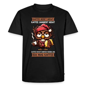 Coffee Doesn't Talk Owl Coffee Drinker Sarcasm - Men's Premium Organic T-Shirt - black - Front - Nico (187cm)