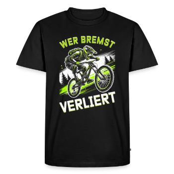 Vététistes, amateurs de VTT, cyclisme - T-shirt Premium bio Homme - noir - Devant - Nico (187cm)