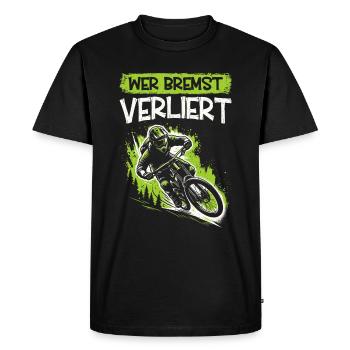 Vététistes, amateurs de VTT, cyclisme - T-shirt Premium bio Homme - noir - Devant - Nico (187cm)
