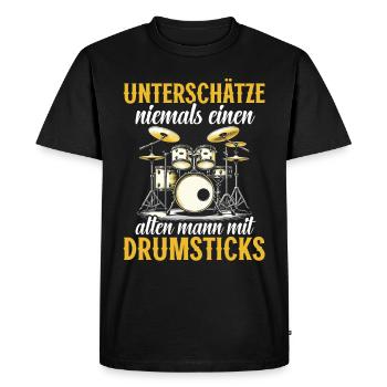 Batteur Batteur Percussion Musiciens - T-shirt Premium bio Homme - noir - Devant - Nico (187cm)