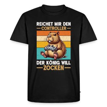 Hands me the controller the king wants to gamble - Men's Premium Organic T-Shirt - black - Front - Nico (187cm)