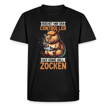 Hands me the controller the king wants to gamble - Men's Premium Organic T-Shirt - black - Front - Nico (187cm)