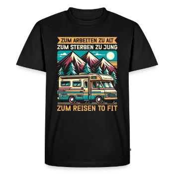 Camper Caravan Campfire Camping holiday - Men's Premium Organic T-Shirt - black - Front - Nico (187cm)