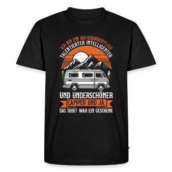 Camper Caravan Campfire Camping holiday - Men's Premium Organic T-Shirt - black - Front - Nico (187cm)