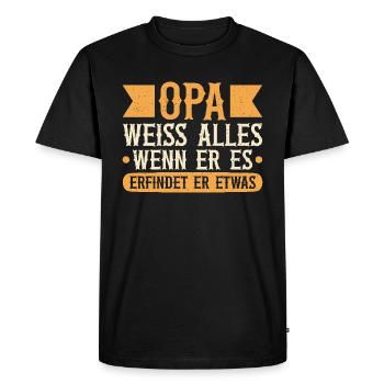 Grandpa, Grandpa, Grandpa, Grandpapa - Men's Premium Organic T-Shirt - black - Front - Nico (187cm)