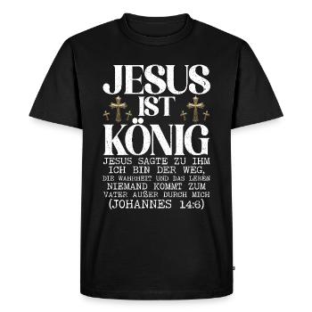 Service d’adoration des croyants catholiques chrétiens de Jésus - T-shirt Premium bio Homme - noir - Devant - Nico (187cm)